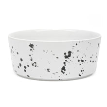 Load image into Gallery viewer, paint splatter ceramic dog bowl. Modern home decor and luxury pet products from Hogan Parker. 
