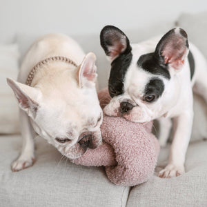 Modern home decor and luxury dog toys from Hogan Parker. The Oversized Formable Play Object plush dog chew toy in rose from Hogan Parker. 