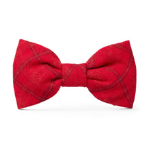 Load image into Gallery viewer, Luxury dog accessories from Hogan Parker. Flannel bow tie in red Aberdeen plaid. Winter holiday dog accessories. 
