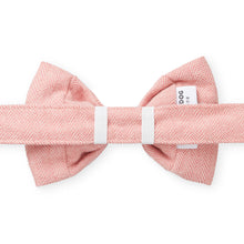 Load image into Gallery viewer, Luxury dog accessories from Hogan Parker. Pink herringbone flannel bow tie.

