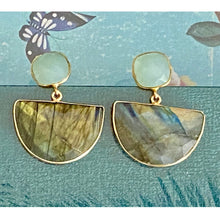 Load image into Gallery viewer, Labradorite and Chalcedony drop earrings by Hogan Parker
