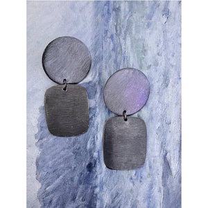 Style is Julienne. Color is Gunmetal. Handmade jewelry statement earrings. Hogan Parker is a contemporary luxury online shop for books, gifts, vintage wares, soap, jewelry, home decor, cookware, kitchenware, and more.