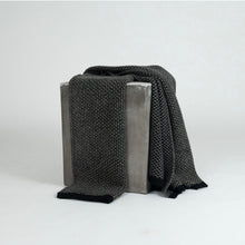 Load image into Gallery viewer, Blankets &amp; Throws. Taiga yak knit throw in black and platinum. From Hangai Mountain Textiles. Hogan Parker is a new contemporary luxury online shop for books, thoughtful gifts, soap, jewelry, home decor, cookware, kitchenware, and more.
