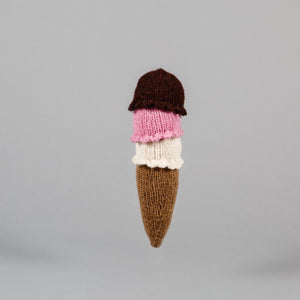 Luxury dog toys for the modern home from Hogan Parker. Hand knit ice cream dog toy. 