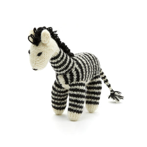 Luxury dog toys for the modern home from Hogan Parker. Hand knit zebra dog toy. 