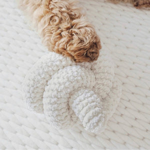 Modern home decor and luxury dog toys from Hogan Parker. The formable play object, a creative and durable dog chew toy in cream corduroy. 