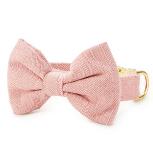 Luxury dog accessories from Hogan Parker. Pink herringbone flannel bow tie.