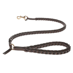 Mungo and Muad plaited leather dog lead in Chocolate. Luxury dog products for the modern home from Hogan Parker