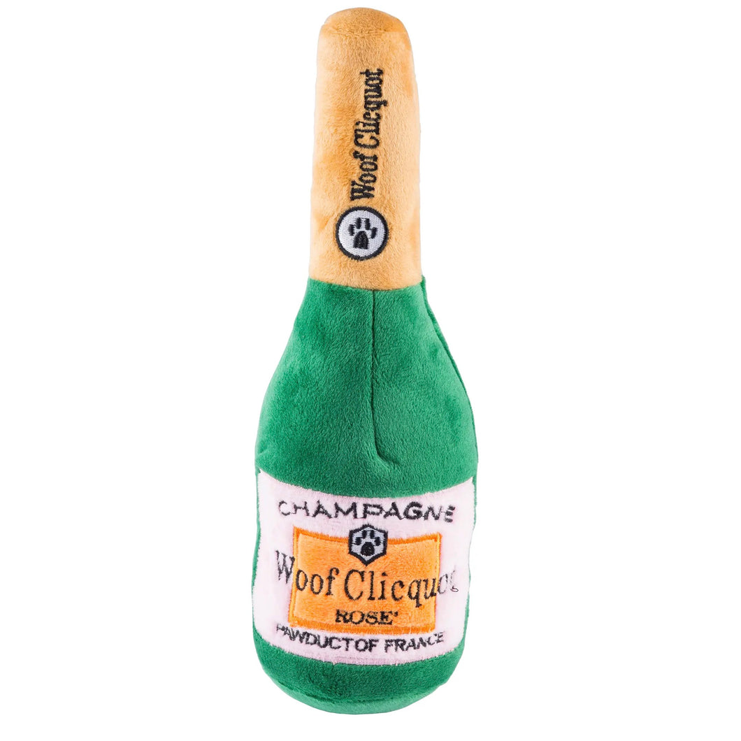 Woof Veuve Clicuot Rose Champagne Bottle Plush Dog Toy from Hogan Parker