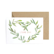 Load image into Gallery viewer, I Love You Wreath Holiday Greeting Card from Hogan Parker
