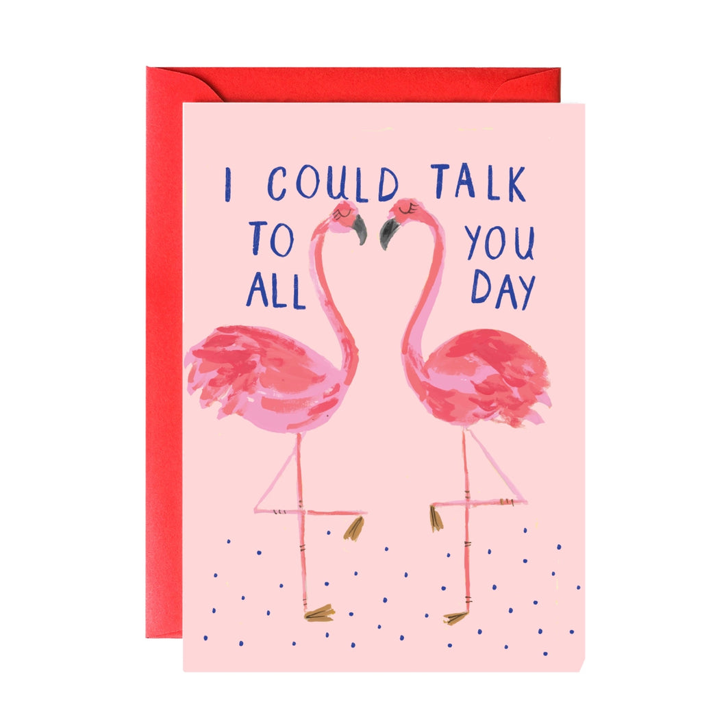 Love & Friendship Greeting Card - Flamingo Buddies I could talk to you all day - from Hogan Parker