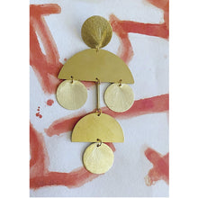 Load image into Gallery viewer, Style is Malia. Color is Gold. Handmade jewelry brass statement earrings. Hogan Parker is a contemporary luxury online shop for books, gifts, vintage wares, soap, jewelry, home decor, cookware, kitchenware, and more.
