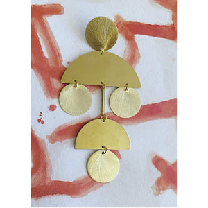 Style is Malia. Color is Gold. Handmade jewelry brass statement earrings. Hogan Parker is a contemporary luxury online shop for books, gifts, vintage wares, soap, jewelry, home decor, cookware, kitchenware, and more.