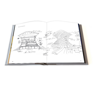 Architecture sketches. Portraits of the New Architecture II coffee table book and art book interior image. Published by Assouline. Hogan Parker is a contemporary luxury online shop for books, gifts, vintage wares, soap, jewelry, home decor, cookware, kitchenware, and more.