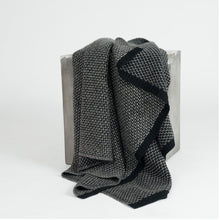 Load image into Gallery viewer, Blankets &amp; Throws. Taiga yak knit throw in black and platinum. From Hangai Mountain Textiles. Hogan Parker is a new contemporary luxury online shop for books, thoughtful gifts, soap, jewelry, home decor, cookware, kitchenware, and more.
